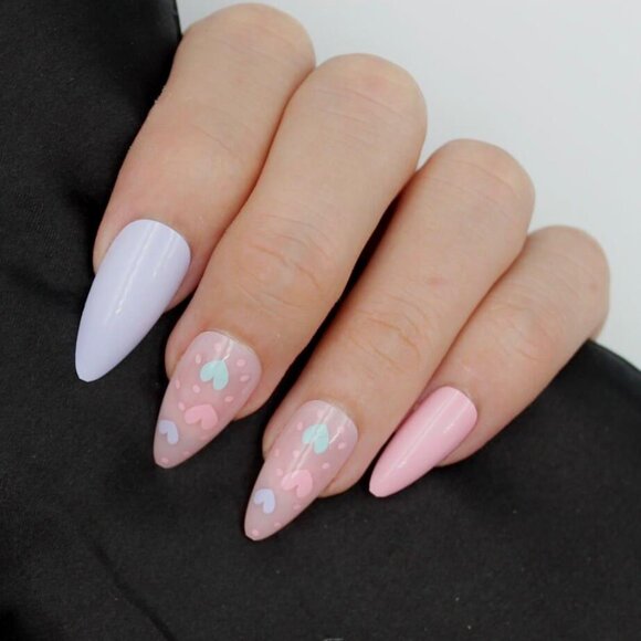 Lavander and pink nude press on nails - Picture 1 of 4